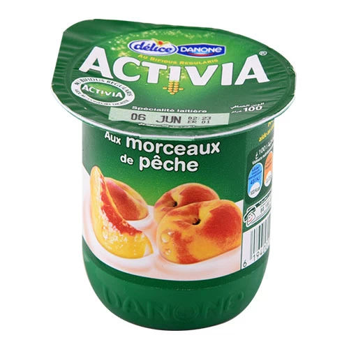 Yaourt aux fruits ACTIVIA Pêche DELICE DANONE 100Gr ياغرت خوخ أكتيفيا ديليس دانون 100 جرام supermarché vente en ligne livraison alimentation laitiers yaourt délice danone Gabes Tu