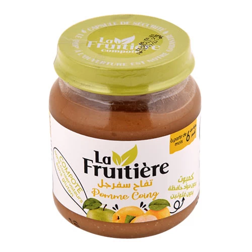 Compote Pomme-Coing LA FRUITIERE 130Gr وجبة للرضع كومبوت التفاح والسفرجل لافرويتيير 130 جرام supermarché épicerie vente en ligne livraison produits alimentation pour bébé compote Gabes Grand 