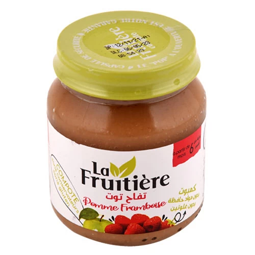 Compote Pomme-Framboise LA FRUITIERE 130Gr وجبة للرضع كومبوت تفاح وتوت لافرويتيير 130 جرام supermarché épicerie vente en ligne livraison produits alimentation pour bébé compote Gabes Grand Tu