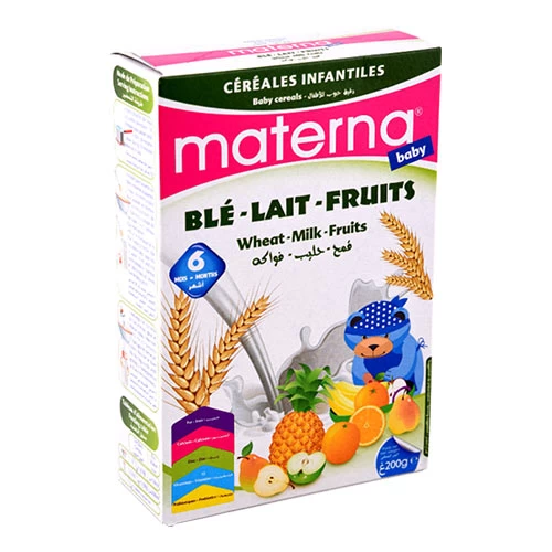 Céréales Blé-Lait-Fruits MATERNA 200Gr حبوب القمح والحليب والفواكه ماتيرنا 200 غرام supermarché épicerie vente en ligne livraison produits alimentation pour bébé Céréales Gabes Tu