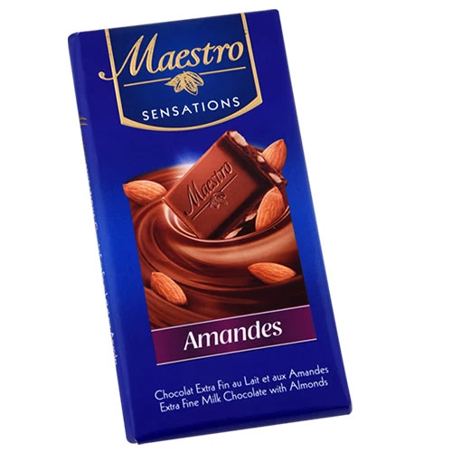 Chocolat MAESTRO Lait Amandes 90Gr شكلاطة مايسترو بالحليب واللوز 90 جرام courses en ligne Gabes Tunisie supermarché vente en ligne livraison Chocolat MAESTRO Gabes Tun