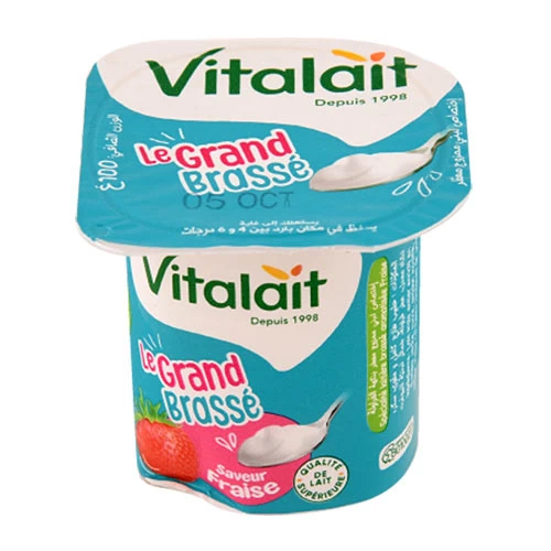Yaourt Brassé Fraise VITALAIT 100Gr ياغرت بالفراولة فيتالي 100 جرام courses en ligne Gabes Tunisie supermarché vente en ligne livraison à domicile Yaourt VITALAIT Gabes Grand Tuni