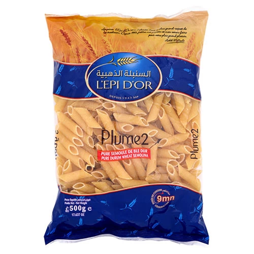 Pâte plume N°2 L'EPI D'OR 500Gr مقرونة بلومة رقم 2 500 غرام السنبلة الذهبية épicerie en ligne Gabes Tunisie supermarché en ligne Gabes Tunisie vente en ligne Gabes Gra