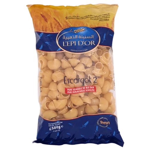 Pâte escargots N°2 500Gr L’EPI D’OR مقرونة ببوش رقم2 500غرام السنبلة الذهبية