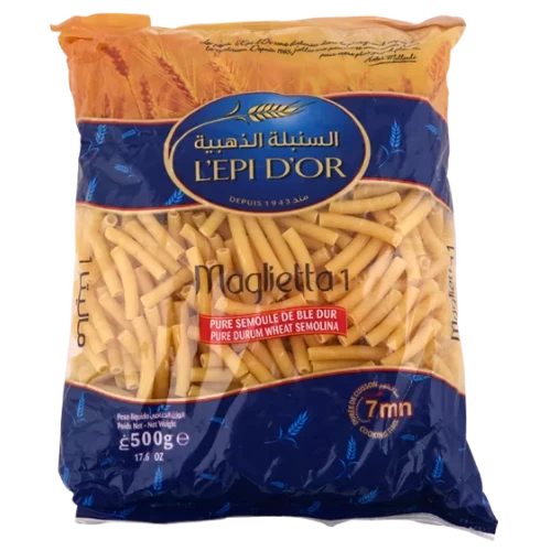 livraison Pâte maglietta N°2 500Gr L’EPI D’OR مقرونة ماليطا رقم2 500غرام السنبلة الذهبية livraison gabes
