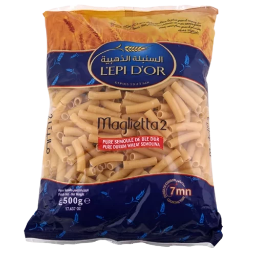 livraison Pâte maglietta N°2 500Gr L’EPI D’OR مقرونة ماليطا رقم2 500غرام السنبلة الذهبية livraison gabes