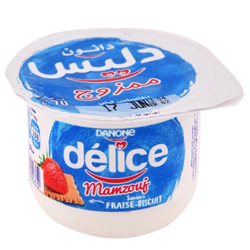 Yaourt Brassé Fraise Biscuits DELICE DANONE 70Gr