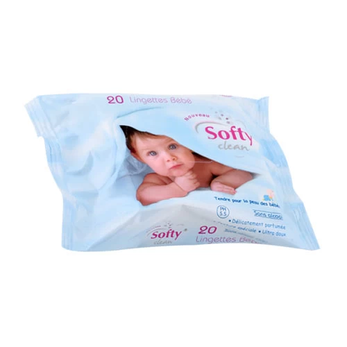 Lingettes bébé SOFTY 20 pièces مناديل مبللة للأطفال 20 قطعة سوفتي courses en ligne Gabes Tunisie supermarché vente epicerie en ligne livraison articles hygiène bébé Lingettes bébé